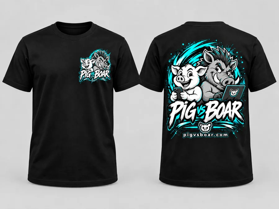 Teal Showdown T-shirt, front and back